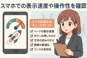 スマホでの表示速度や操作性を確認するイメージ