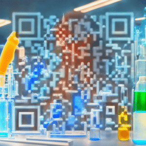 化学工場を生成AIで作ったQRコード。プロンプト「scientist in laboratory」