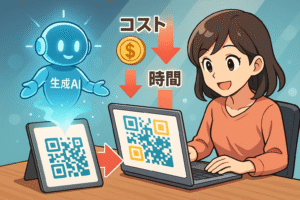 デザインQRコードに生成AIを使ってデザインコストと時間を大幅に削減するイメージ