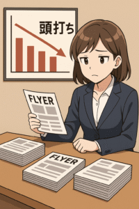 印刷物が頭打ちになっている様子