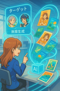 ターゲットに合わせたビジュアルを無限に生成する様子