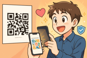 デザインQRコードは、従来のQRコードと比較して、ユーザーに強い心理的効果をもたらし、興味喚起と信頼性向上に貢献する様子