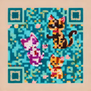 猫を生成AIで作ったQRコード。プロンプト「kitty」