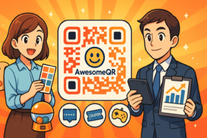 デザイン、体験価値、効果測定をワンストップで実現する「AwesomeQR」のイメージ図