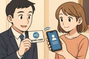 名刺 × NFCでスムーズな情報共有ができている様子