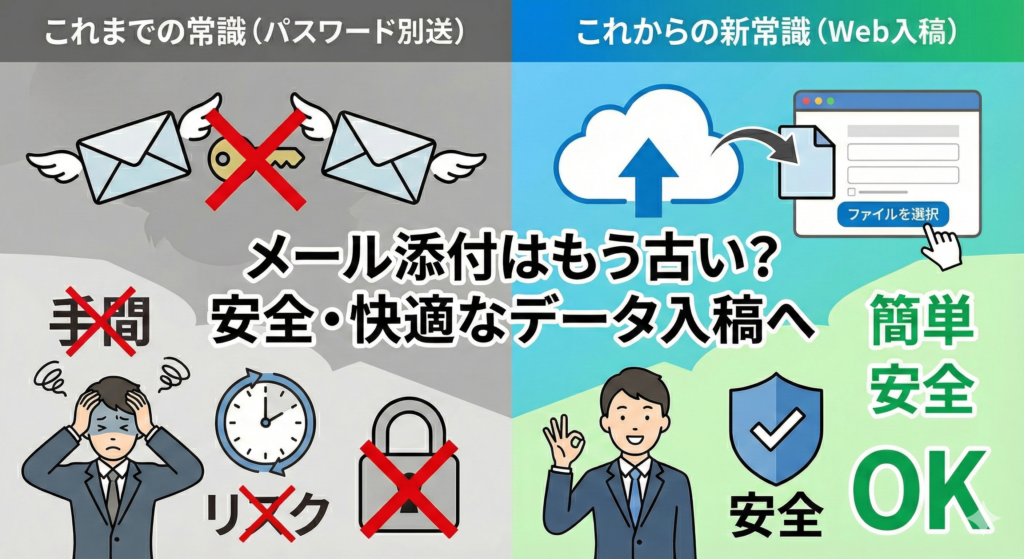 メール添付はもう古い？安全・快適なデータ入稿へ